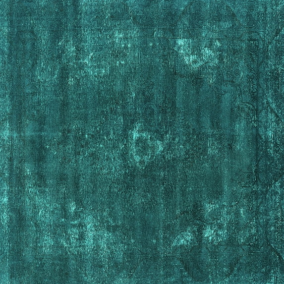 Ahgly Company Indoor Square Oriental Turquoise Blue Industrial Area Rugs, 8' Square