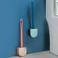 thumbnail image 2 of Biplut 1 Set Toilet Brush Flexible Long Handle No-Slip Flat Head Bristles Brush for Bathroom (Blue), 2 of 13