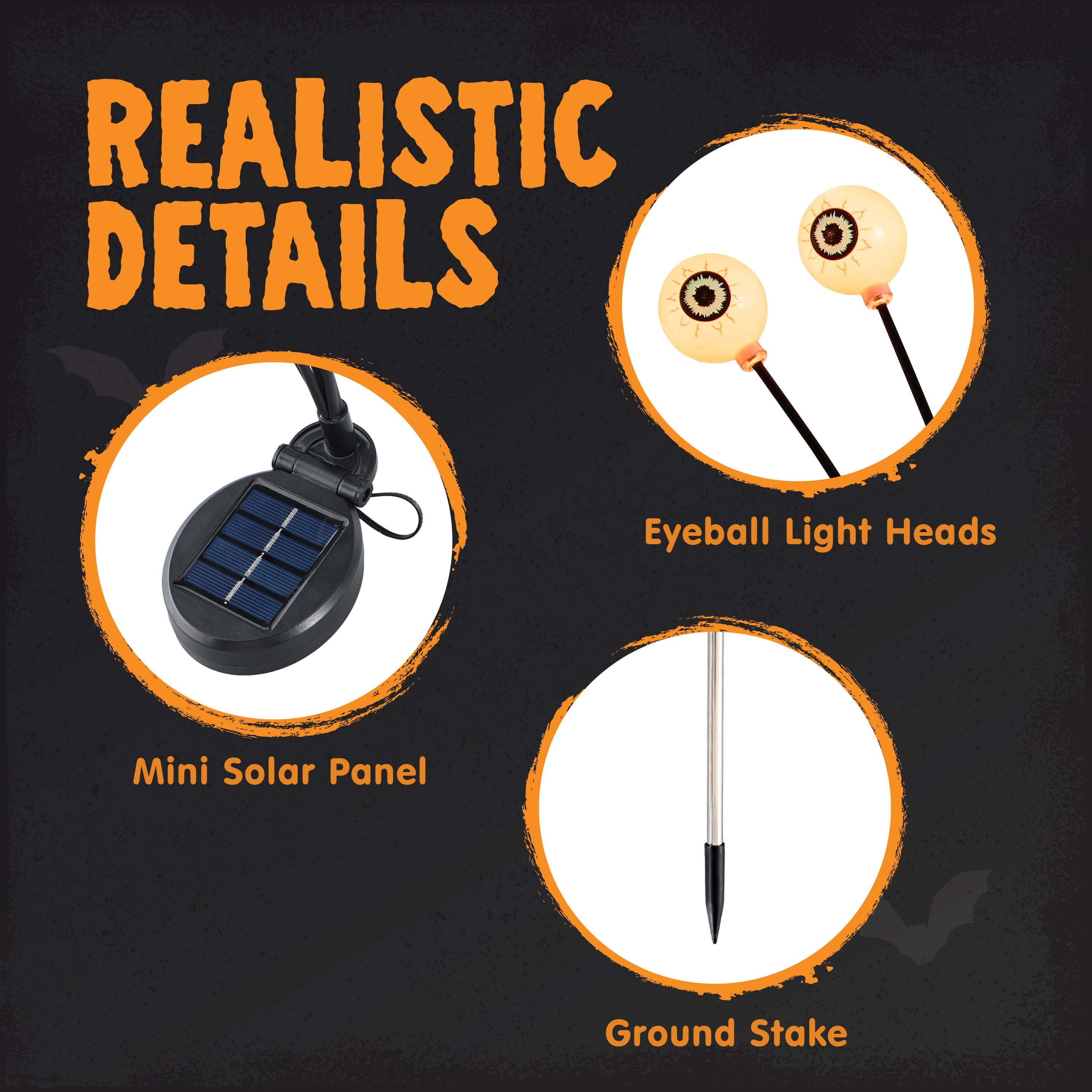 Joyfy 2 Pack Halloween Decorations Outdoor Solar Scary Eyeball Lights,Warm White Eyeball Swaying Firefly Lights,Waterproof Solar Halloween Path Lights for Yard Garden Lawn Decor