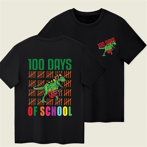 Cethrio T Shirts for Boys, Printed Short Sleeve Casual Lightweight Summer Tops Black Size 4-5 T