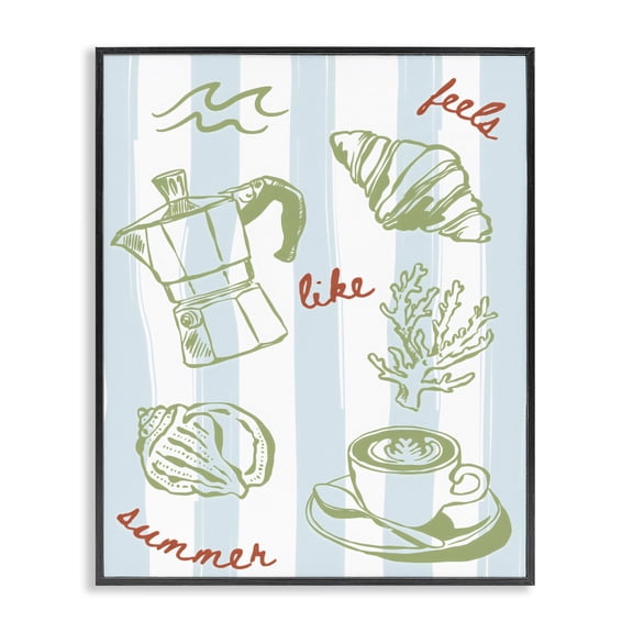 Stupell Industries Farmhouse Feels Like Summer on Stripes Black Framed Giclee Art, 11 x 14, by The Prints Vibe