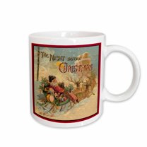 3drose, Night Before Christmas Santa in Reindeer Pulled Sleigh, 15oz Mug