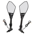 thumbnail image 4 of Motorcycle Side Mirror With Turn Signals, Universal Pair Motorbike Rearview Mirror Yellow LED  For Modification Glossy Black, 4 of 8