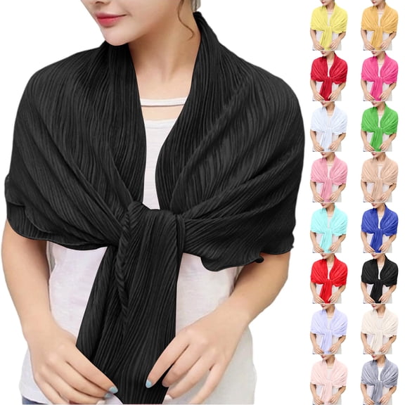 AHMOMEI Women’s Chiffon Pleated Shawl Lightweight Breathable Scarf, Versatile Wrap for Evening Dresses, Weddings, Parties & Daily Use (Beige)