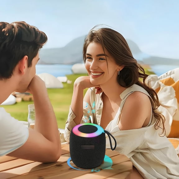 Portable Bluetooth Speaker with Powerful Bass and Loud Volume, Mini Wireless Speaker for Home Outdoor and Car, RGB Colorful Light Effects, Long Battery Life for Party and Travel
