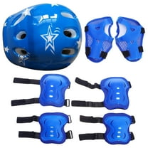 Sports Protective Gear, 7pcs in 1 Set Blue Adjustable Skating Helmet Kits Outdoor Protector Skateboard Gear Knee Pad Elbow Pads Balance Car Protective Pads for Kids