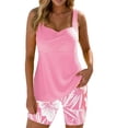 thumbnail image 2 of Qwertyu Two-Piece Body-Covering Printed Boxer Swimsuit, Tankini with Shorts and Tummy Control, Two Piece Swimsuit for Women Pink M, 2 of 8