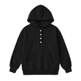 thumbnail image 3 of Timegard Girls Winter Clothes Button Quarter Pullover V Neck Hoodies Long Sleeve Comfy Sweatshirts Kids Fall Fashion, 3 of 3