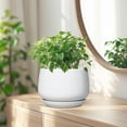 thumbnail image 3 of Ordivic 7 Inch White Ceramic Planter with Drainage Hole and Saucer – Round Flower Pot for Indoor Outdoor Plants, Minimalist Home Decor, 3 of 8