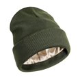 thumbnail image 1 of Gorro de punto de invierno con forro de satén y diseño con puños, suave, unisex Verde, 1 of 9
