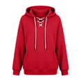 thumbnail image 3 of Women's Lace Up Hoodie, Long Sleeve Pullover Hooded Sweatshirt with Kangaroo Pocket for Casual Everyday Wear, 3 of 8