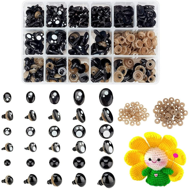 Plastic Safety Eyes and Noses for Crochet (10 Colors). Assorted Stuffed  Animal Eyes for Crochet, Dolls, Teddy Bear, Button, Toy & Crafts (6mm-14mm)  