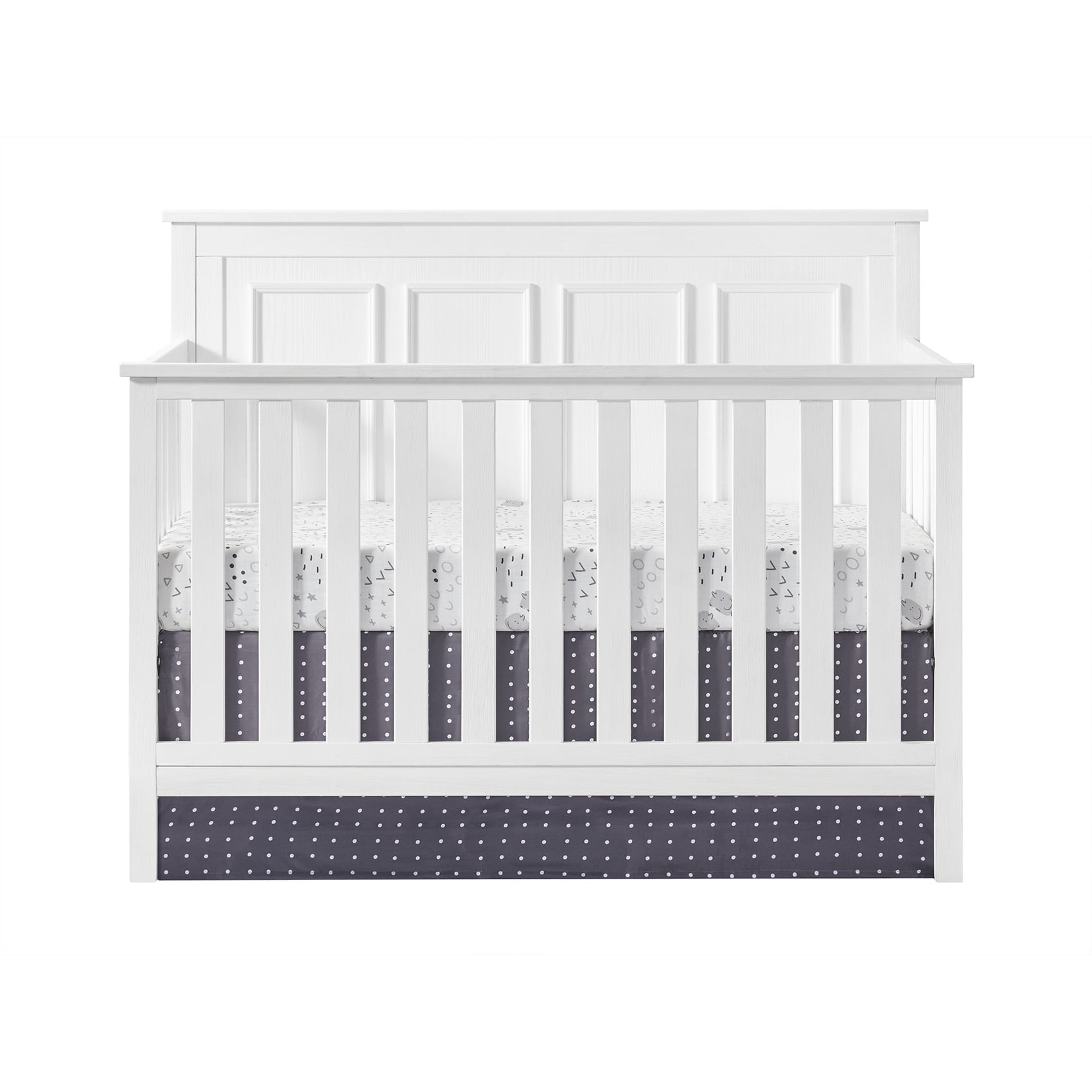 Oxford Baby Farmington 4-in-1 Convertible Crib, Rustic White, Wooden Crib