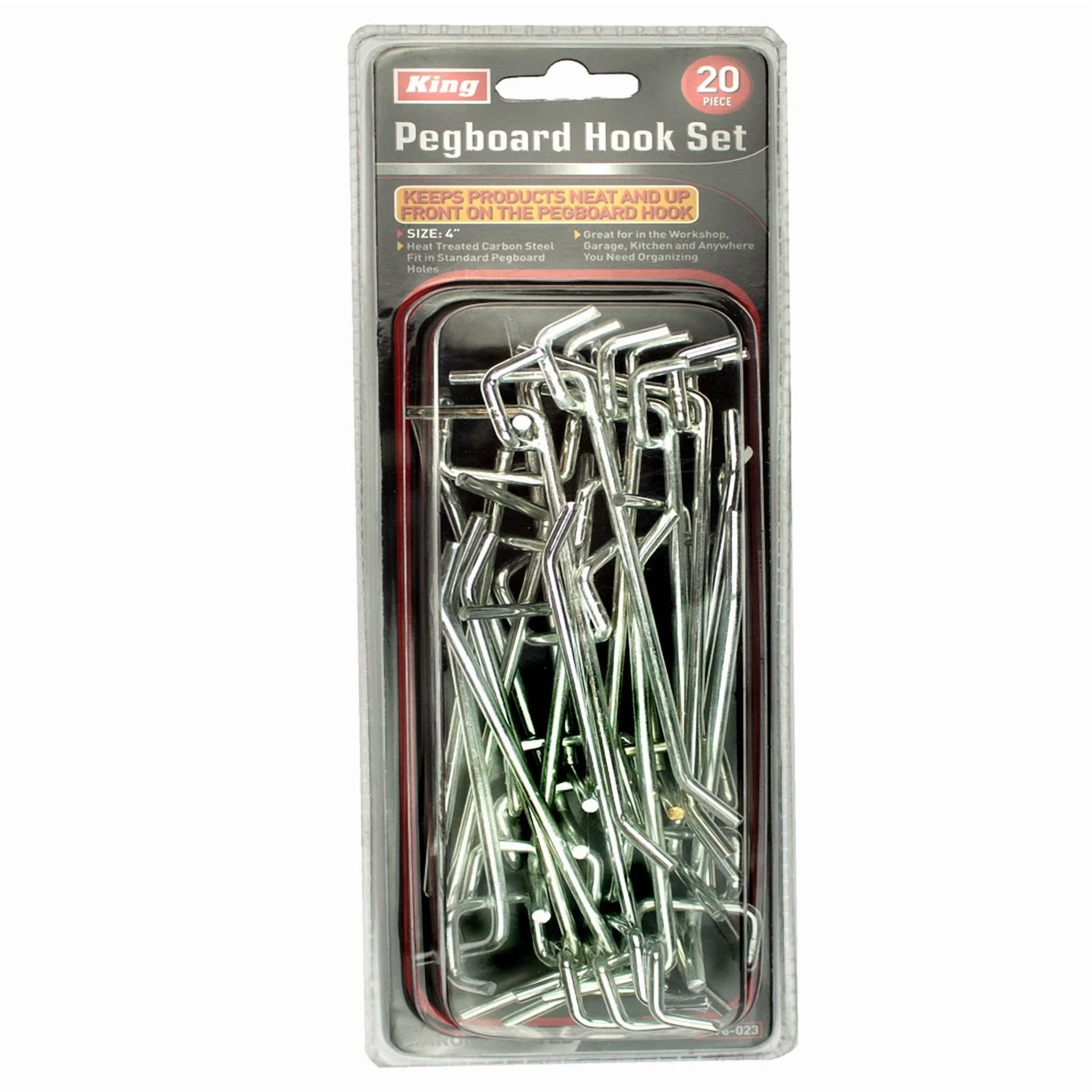 KLYNE - 20Pc 4" Peg Board Hooks Shelf Hanger Kit Garage Storage Hanging Set New