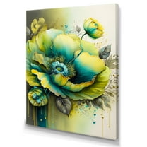 Designart Green Blooming Flower III Canvas Wall Art