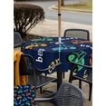 thumbnail image 5 of Outdoor Tablecloths with Umbrella Hole & Zipper, Cartoon Tractor 60x60 Inch Square Tablecloths, Cute Beep Car Digger Shovel Truck Navy Blue Waterproof Table Cloth, Patio/Pool/Picnic Table Covers, 5 of 8