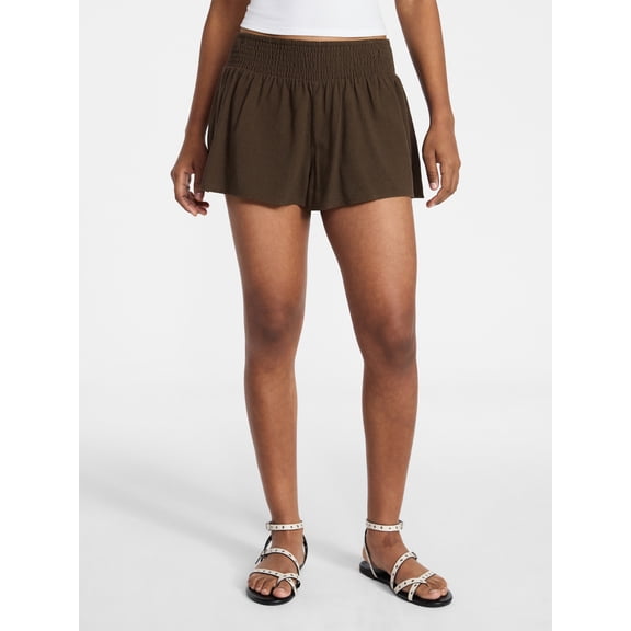 No Boundaries Smocked Waist Shorts, 2’’ Inseam, Women's XXS-XXL
