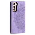thumbnail image 6 of Case for Samsung Galaxy S21 Wallet Case for Women Girls with Card Holder, Embossed Flower Pattern Magnetic Flip PU Leather Purse Protective Phone Cover for Samsung Galaxy S21, Purple, 6 of 11