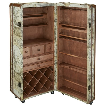 Vintage Steamer Trunk - Design Toscano Italian-Style World Map Cocktail Bar Steamer Trunk
