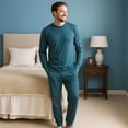 thumbnail image 2 of BELIME Pijama Hombre 2 Piezas Camiseta Manga Larga y Pantalón, Conjunto Cómodo y Suave para Dormir, 2 of 5
