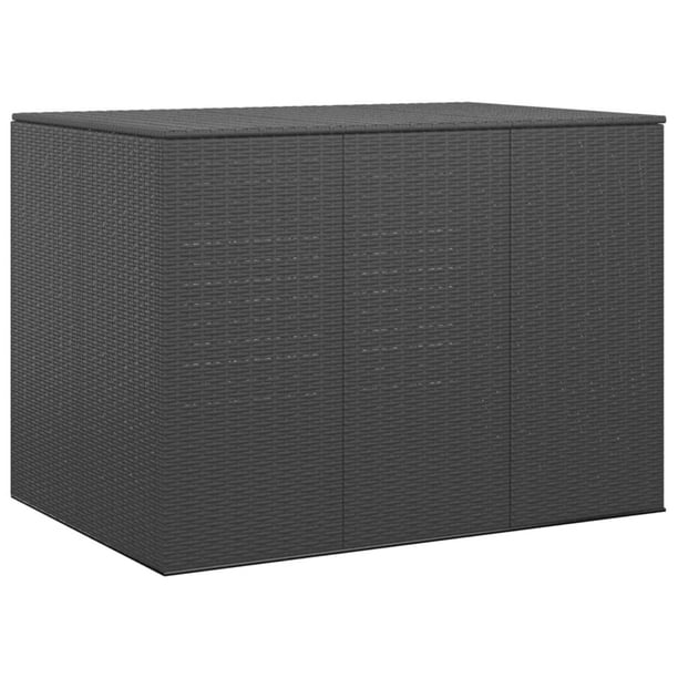 Patio Cushion Box PE Rattan Black Outdoor Storage Boxes Domqga