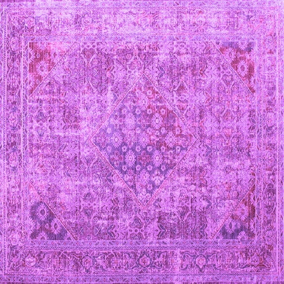 Ahgly Company Indoor Square Abstract Purple Contemporary Area Rugs, 7' Square