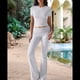 thumbnail image 5 of Pantalón de Traje de Corta Ajustado de Color Liso Gris L, 5 of 9