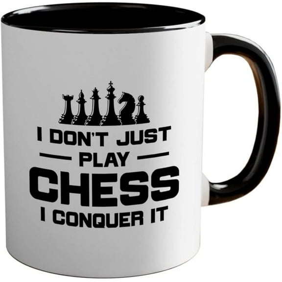 Chess 2Tone Black Mug 11oz - conquer it - Computer Chess Player Strategy Games Chess Tactics Winning Chess Board Games