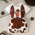 thumbnail image 4 of Gubotare Summer Baby Boy Girl Clothes Set Cowboy Outfits Unisex Short Sleeve Tops Shorts 2PCS 0 3 6 12 18 24 Months (White,12-18 Months), 4 of 7