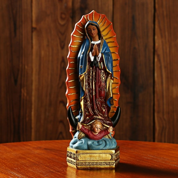 Xihbxyly Estatua de Resina de La Virgen de Guadalupe, Decoración Religiosa para El Hogar y La Oficina, Símbolo de Fe, Material Ligero y Duradero, Ideal para Sala de Estar o Repisa, Ideal para La Fami