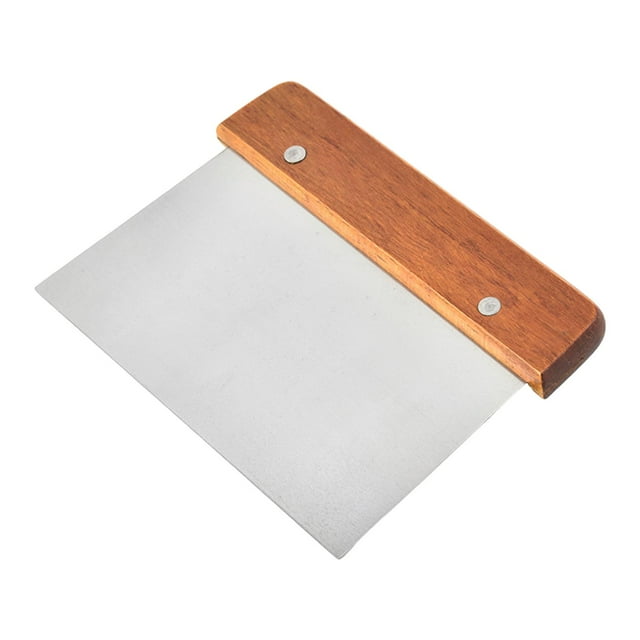 Cortador de acero inoxidable para hornear, picador de alimentos, cortador de pan, multiusos Mango de madera