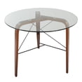 thumbnail image 5 of Lumisource Trilogy Contemporary Round Dinette Table in Walnut Wood and Clear Glass, 5 of 6