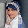 thumbnail image 1 of Ludovica (Azul Marino Línea Mosaica) Sombrero para el Sol de Moda de Lujo con Bufanda / Sombreros y Bufandas de Playa de Verano para Mujer UPF 50+ Protección Solar / Gorra de Bambú para Vendedor de Periódicos, 1 of 8
