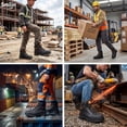 thumbnail image 2 of SMILIN Mens Steel Toe Work Boots, Water Resistant Puncture Proof Oil and Slip Resistant Safety Industrial Boots, Black, Size 10, 2 of 7