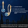 thumbnail image 3 of Gem Stone King 14K Yellow Gold Persian Blue Moissanite and Dangle Earrings for Women | 0.46 Cttw | Gemstone Birthstone | Round 4MM, 3 of 7
