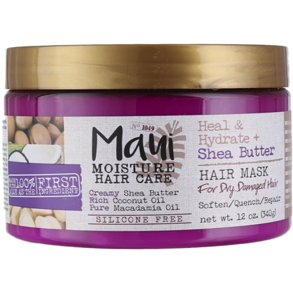 Maui Moisture Heal and Hydrate Plus Shea Butter Hair Mask Jar, 12 oz