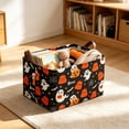 thumbnail image 6 of Canvas Candy Storage Basket,Foldable Rectangular Gift Basket with Handles,Pumpkin Ghost Pattern Decor Organizer Bin for Household Sundry Sorting,White, 6 of 7