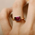 thumbnail image 3 of 2Ct Emerald Cut Lab Created Pink Ruby Women's Engagement Ring 14K Yellow Gold Plated, 3 of 3
