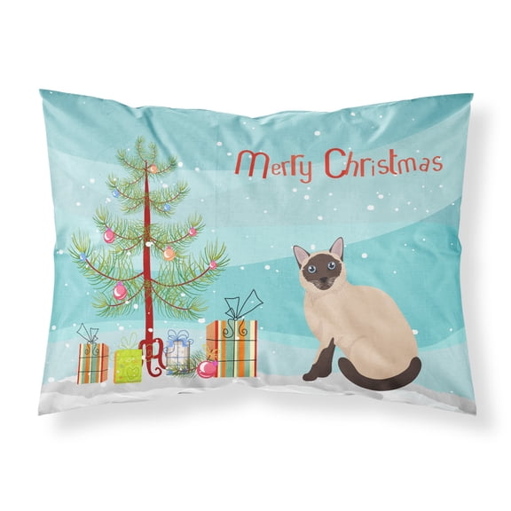 Siamese Traditional Cat Merry Christmas Fabric Standard Pillowcase