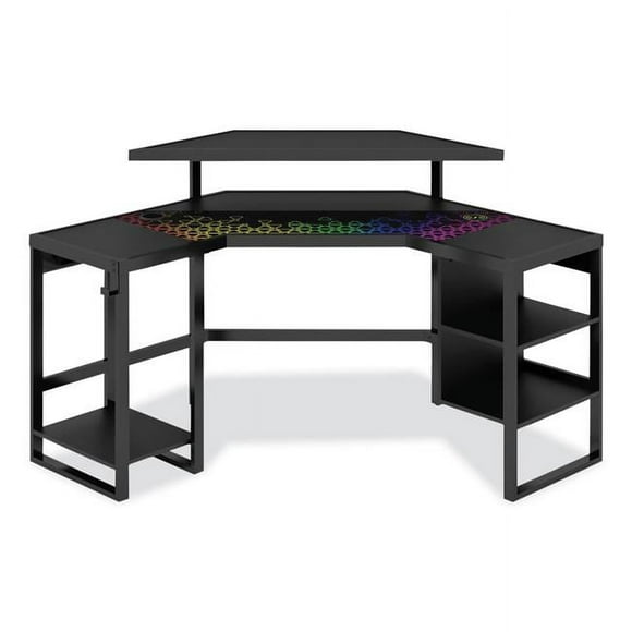Whalen Furniture  Levelup Gear Leet Corner Gaming Desk - 53.25 x 51.75 x 36.75 in. - Onyx