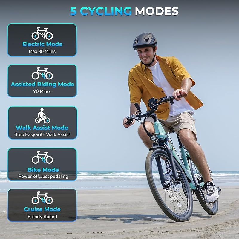 1000W Motor Movcan V80 Electric Bike, 28MPH Ebike, 48V 13Ah Removeable Battery, 26'' Cruiser Adult Electric Bicycles up to 70 Miles