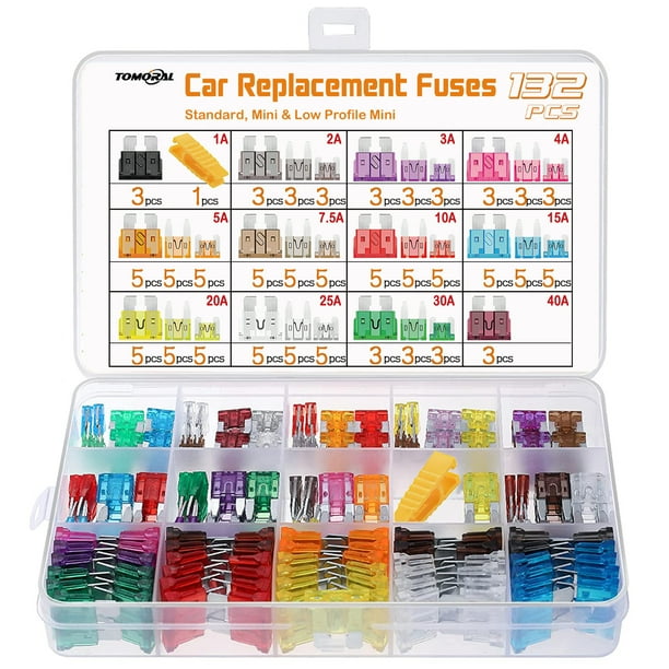 TOMORAL 132 Pcs Car Fuses Assortment Kit, BladeType Automotive Fuses
