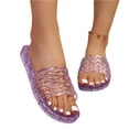 thumbnail image 5 of Willtoo Jelly Sandals for Women Colorful Jelly Flats Platform Water Slides Slip on House Slippers Wide Round Toe Lightweight Breathable No Slip Sandals, 5 of 5