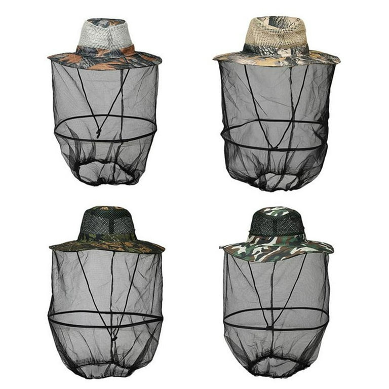 Outdoor Camo/Camouflage Large 13.7 inch Brim Beekeeper Beekeeping  Anti-Mosquito Bees Bee Bug Insect Fly Mask Cap Hat with Head Net Mesh Face