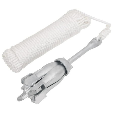 vidaXL Folding Anchor with Rope Silver 17.6 lb Hot Dip Galvanized Cast Iron