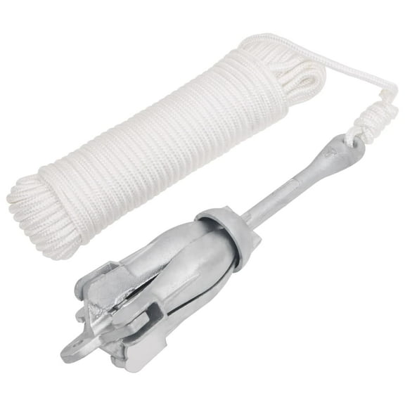 vidaXL Folding Anchor with Rope Silver 17.6 lb Hot Dip Galvanized Cast Iron