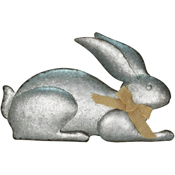 Attraction Design 18” Galvanized Easter Bunny Garden Statue, Durable