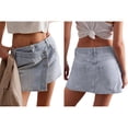 thumbnail image 3 of Women'S High Waisted Button Front Denim Skort Asymmetrical Hem Skirt Shorts Light Color M, 3 of 8