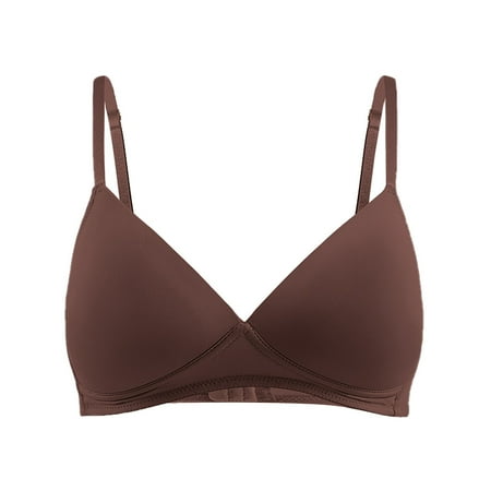 Clearance! HCURIBAD Wireless Bras  Push up Bra Women s Inbarely Triangle Bralette Unlined Seamless Bra No Underwire Sexy Comfortable Everyday  Backless Bra Bras for Women Coffee C