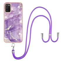 Feishell Crossbody Case Compatible with Samsung Galaxy A03s,with Adjustable Lanyard Strap,Fashion Marble Pattern Design Soft Silicone Shockproof Protective Phone Case for Girls Women,B